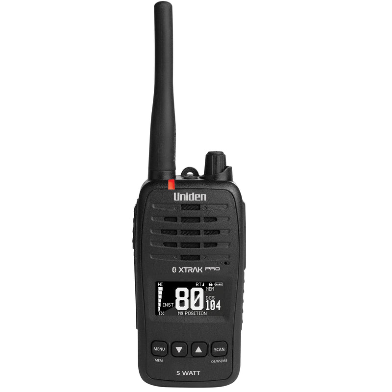 UNIDEN XTRAK 50 Pro (5 Watt Waterproof Smart UHF Handheld Radio with Large OLED Display, Location Sharing with Instant Replay Function)