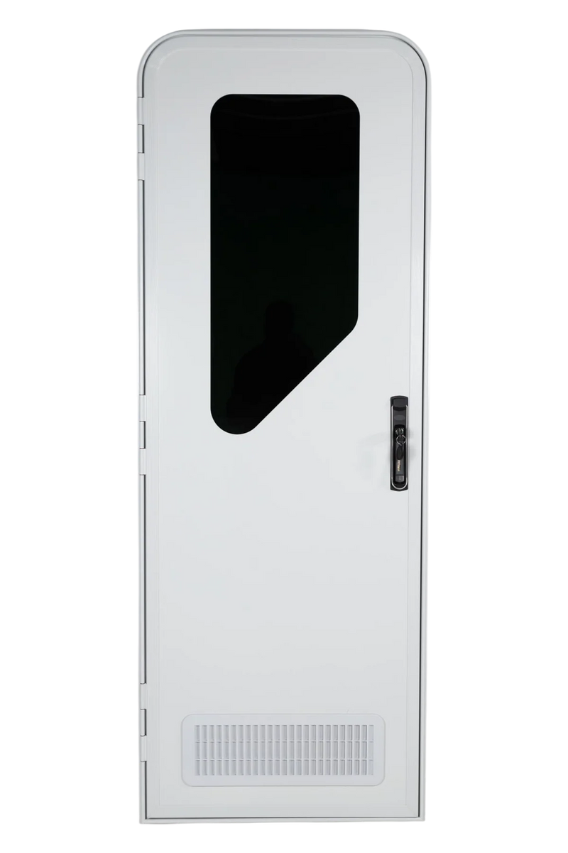 White RV AD Long Glass Door - Left Hand Hinge