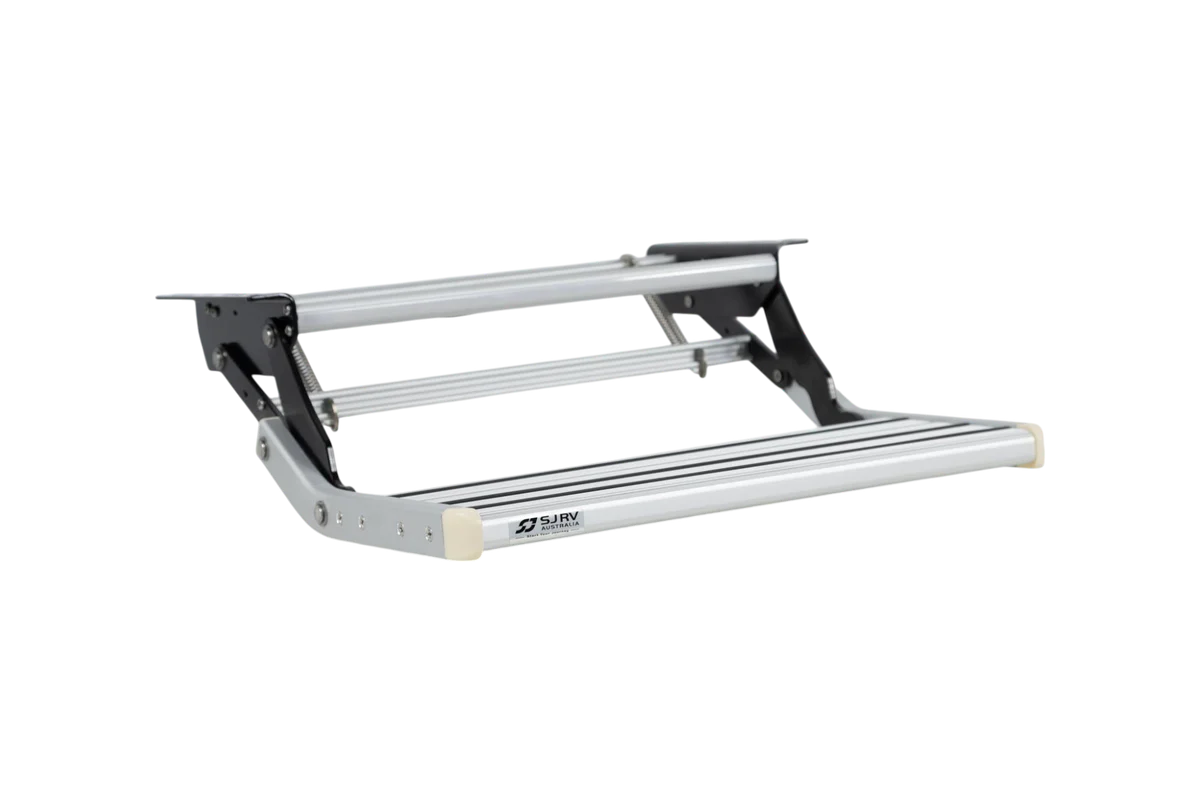 SJ RV Single Manual Drop Down Step with LED Light - 176mm Drop Down