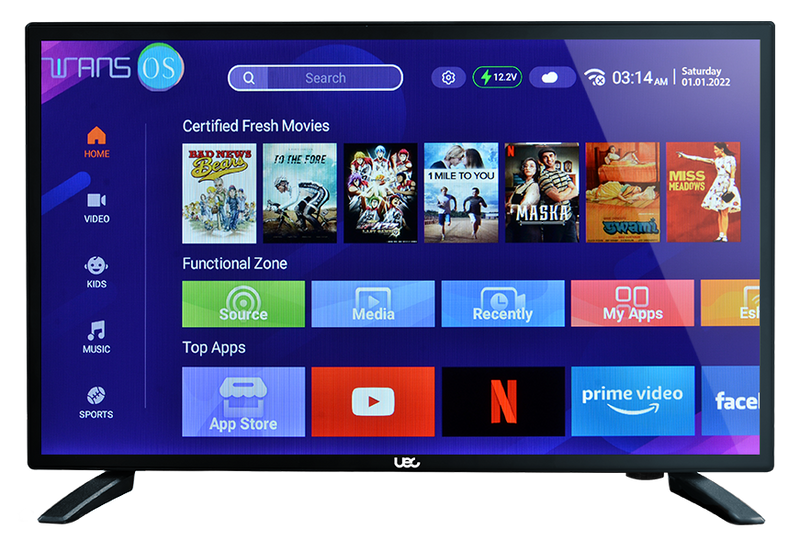 UECTV24RVA   24 inch Smart TV. ELED T/T2, 9- 32V TV, With Android and Bluetooth.
